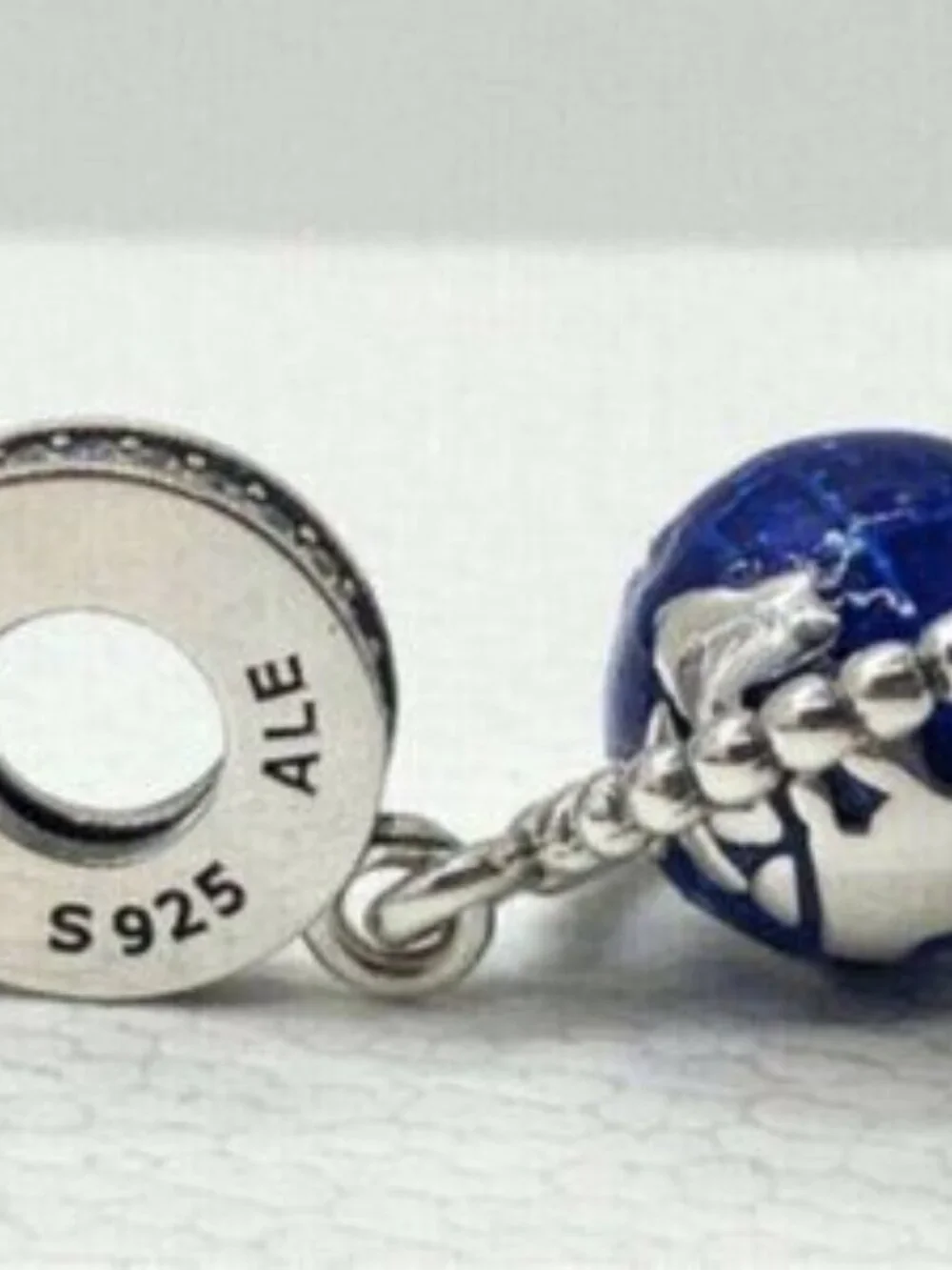 Pandora Blue Planet Dangle Charm with Silver Accents